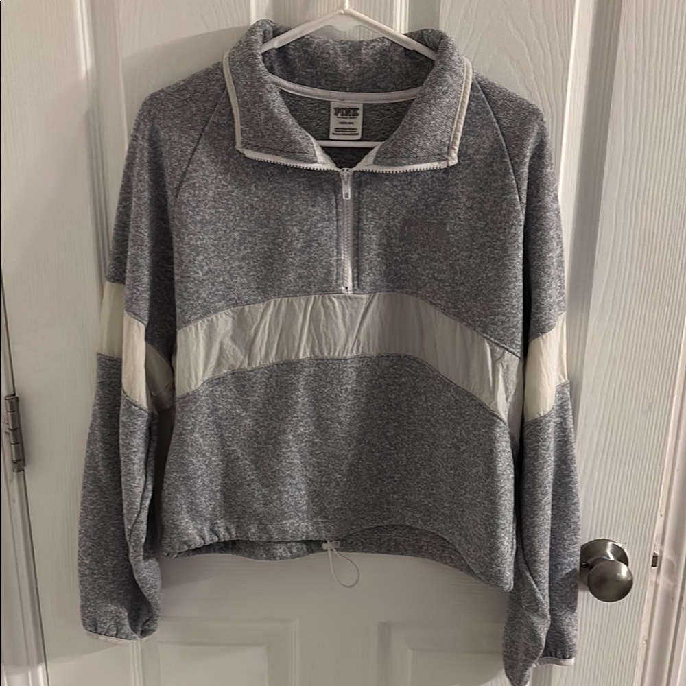 Pink Victoria's Secret Gray Quarter-Zip Pullover